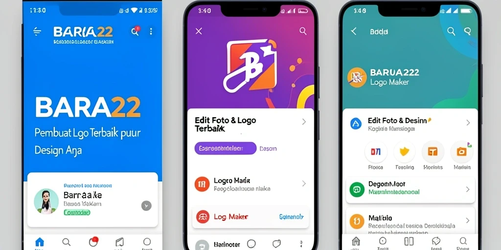 Antarmuka pengguna BARA22 untuk pembuatan logo yang intuitif.