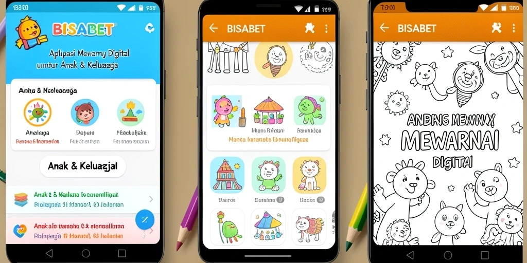 Antarmuka aplikasi BISABET dengan pilihan gambar dan alat mewarnai.