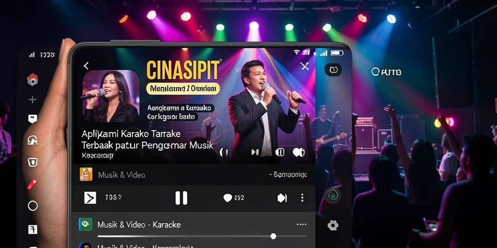 Tampilan antarmuka menarik aplikasi Karaoke CINASIPIT.