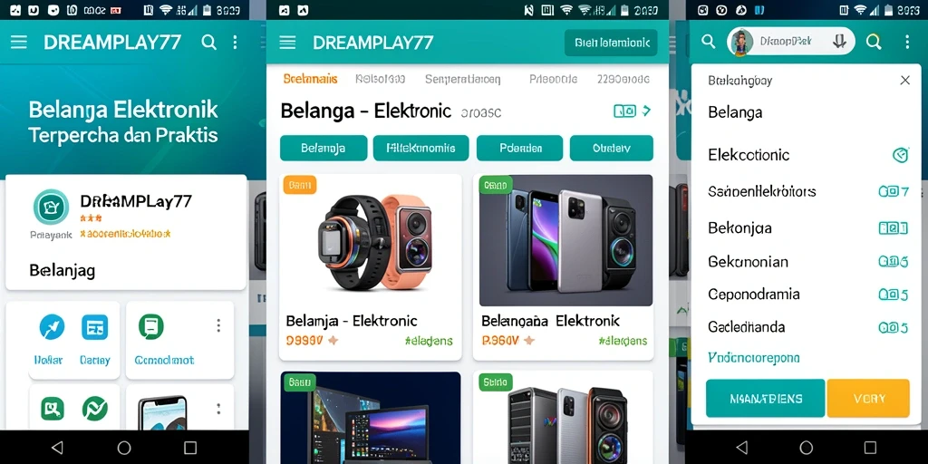 Tampilan antarmuka aplikasi DREAMPLAY77 yang modern dan user-friendly.