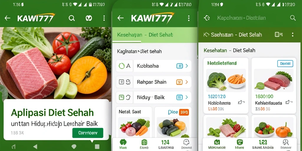 Antarmuka KAWI777 yang user-friendly dengan fitur diet sehat.