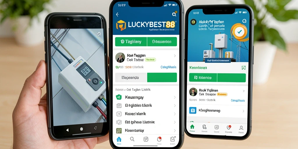 Tampilan antarmuka utama aplikasi LUCKYBEST88 untuk cek tagihan listrik.