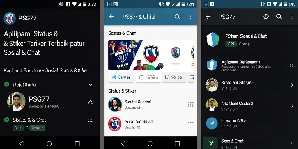 Tampilan antarmuka PSG77 dengan pilihan stiker yang beragam.